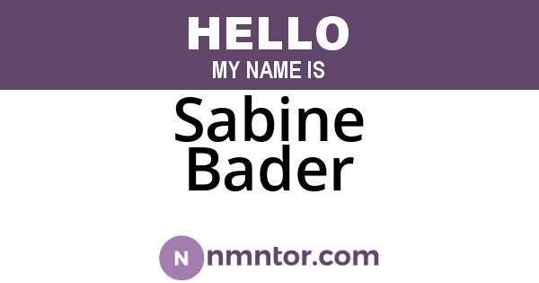 Sabine Bader
