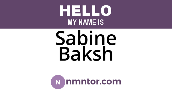 Sabine Baksh