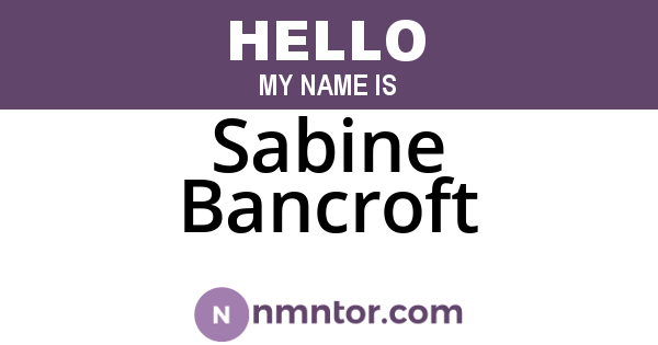 Sabine Bancroft