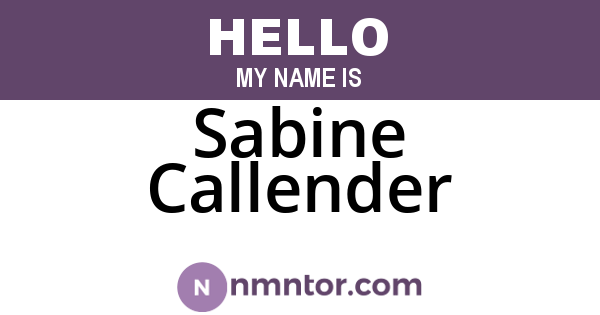 Sabine Callender