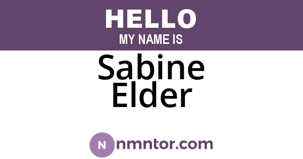 Sabine Elder