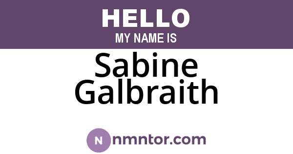Sabine Galbraith