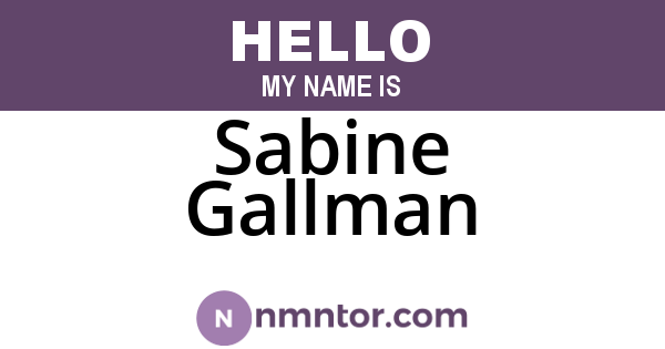 Sabine Gallman