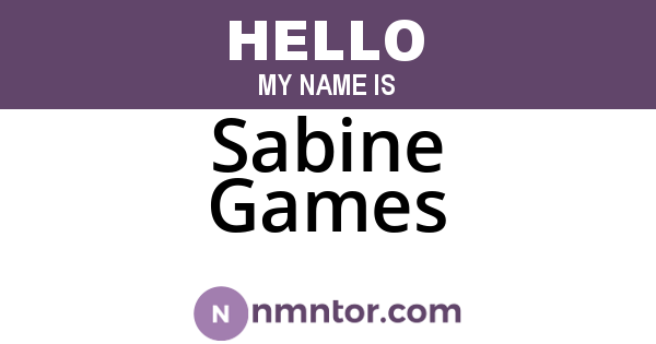 Sabine Games