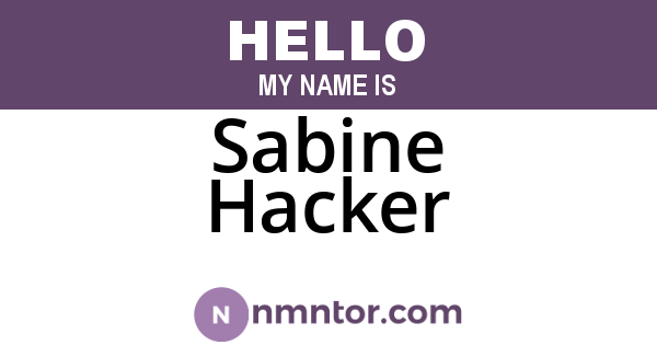 Sabine Hacker