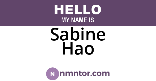 Sabine Hao