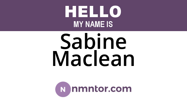 Sabine Maclean
