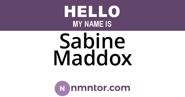 Sabine Maddox