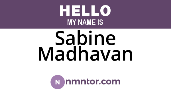 Sabine Madhavan