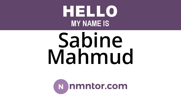 Sabine Mahmud
