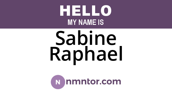 Sabine Raphael