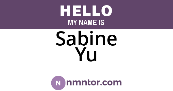 Sabine Yu