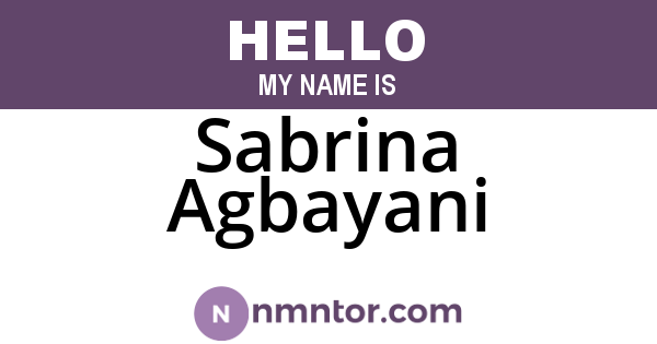 Sabrina Agbayani