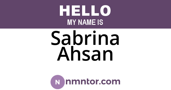 Sabrina Ahsan