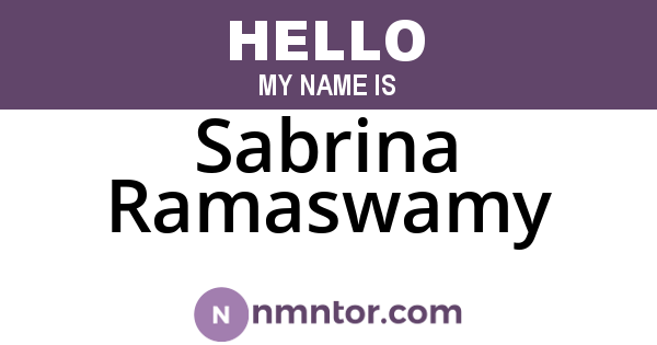 Sabrina Ramaswamy