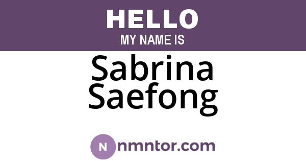 Sabrina Saefong