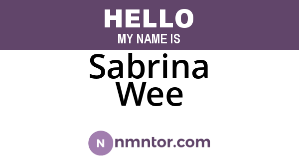 Sabrina Wee