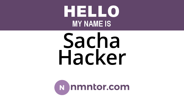 Sacha Hacker
