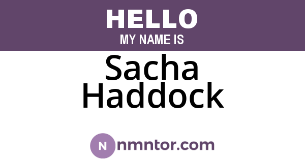 Sacha Haddock