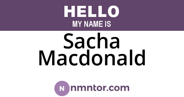 Sacha Macdonald