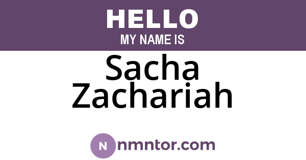 Sacha Zachariah