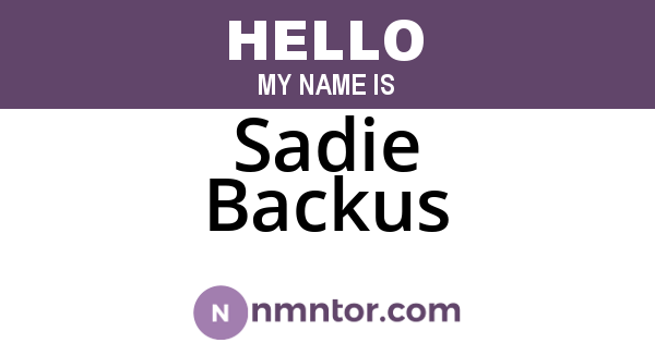 Sadie Backus