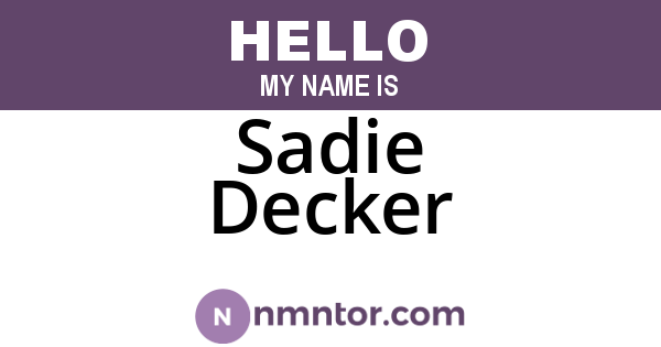 Sadie Decker