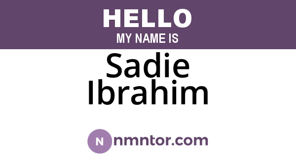 Sadie Ibrahim