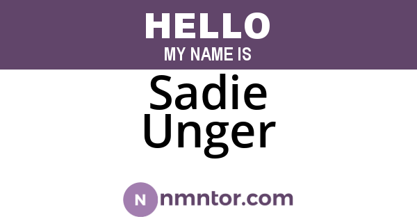 Sadie Unger