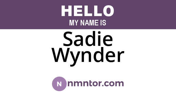 Sadie Wynder