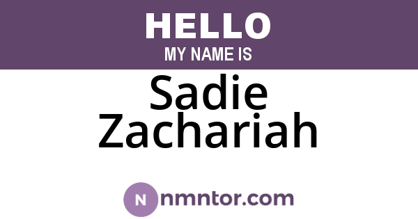 Sadie Zachariah