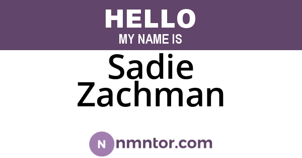 Sadie Zachman