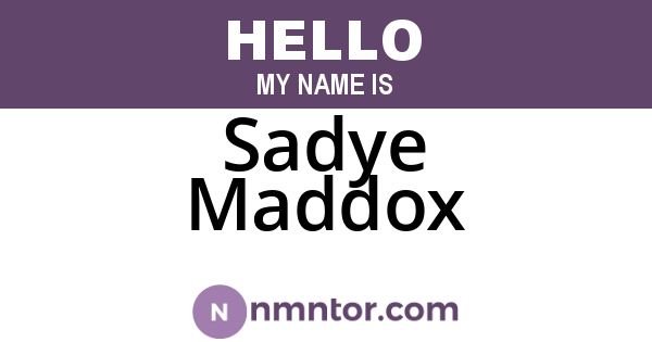 Sadye Maddox