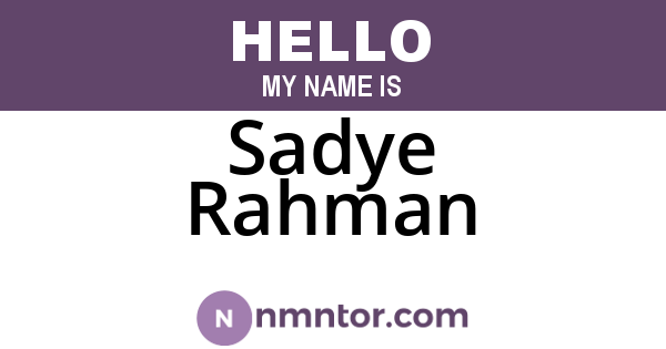 Sadye Rahman