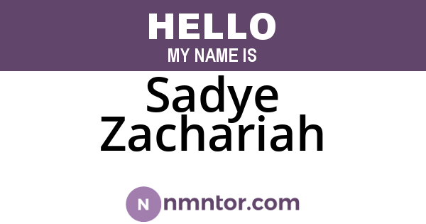 Sadye Zachariah