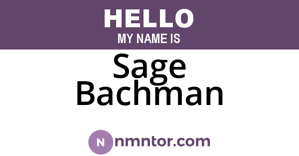 Sage Bachman