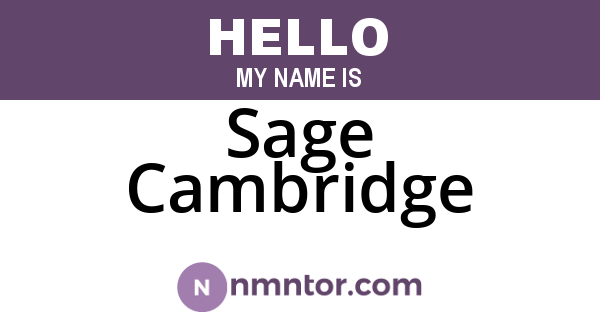 Sage Cambridge