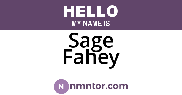 Sage Fahey