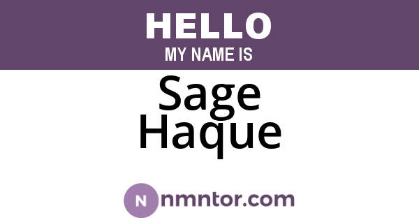 Sage Haque
