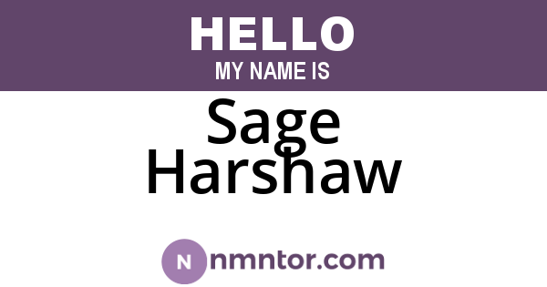 Sage Harshaw
