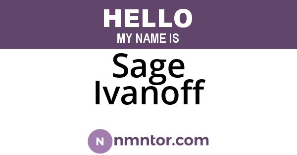 Sage Ivanoff