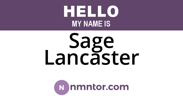 Sage Lancaster