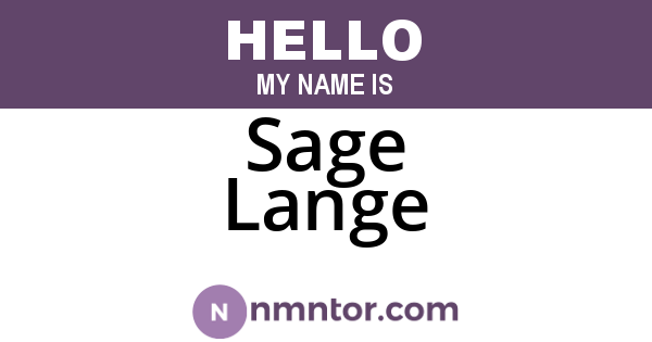 Sage Lange
