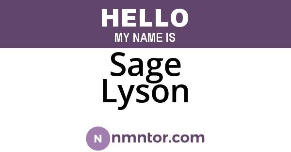 Sage Lyson