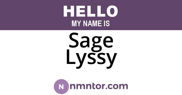 Sage Lyssy