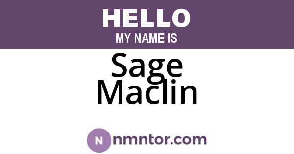 Sage Maclin