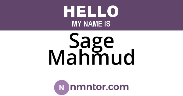 Sage Mahmud