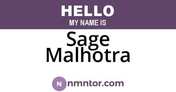 Sage Malhotra
