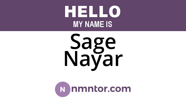 Sage Nayar