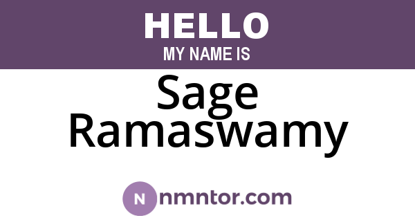 Sage Ramaswamy